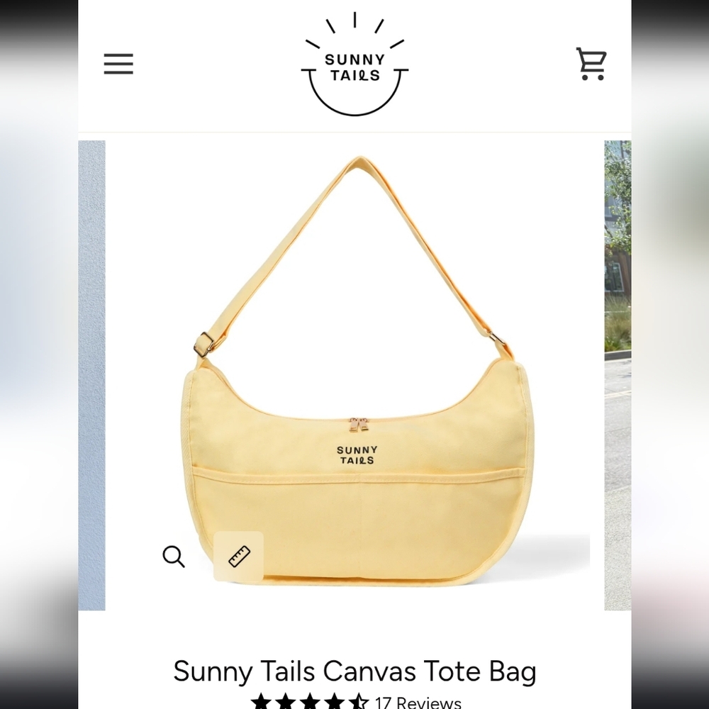 Sunny Tails Yellow Canvas Shoulder Tote - Picture 2 of 8